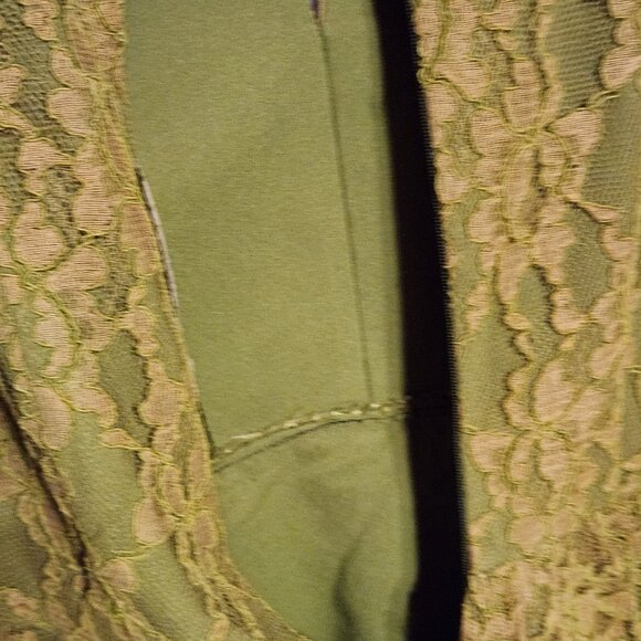 👗 VTG 60s Handmade Lace Dress Olive Mod Long Sleeve 🎯 - Picture 8 of 8